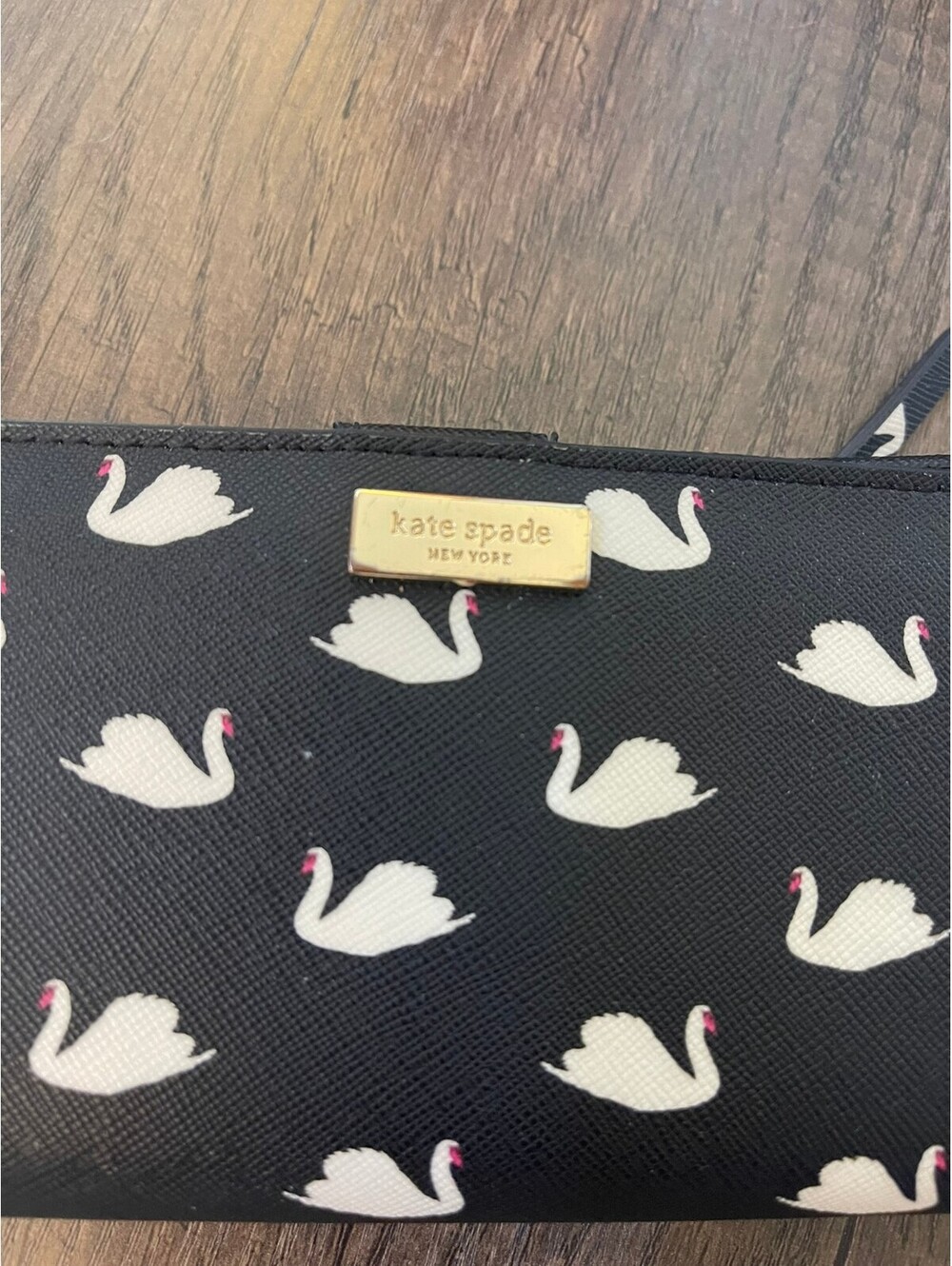 Kate Spade New York Black Swan Print Zip-Around Continental Wallet - Picture 9 of 9